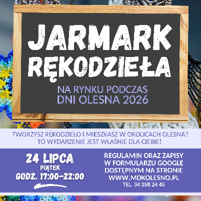 Jarmark rękodzieła - 24.07.2026 RYNEK